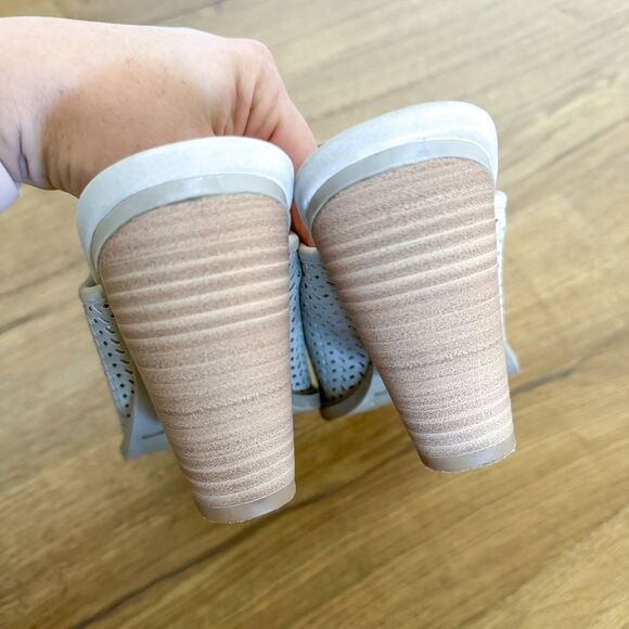 Dolce Vita Kenli Mule Stacked Heel Bootie - Taupe Perforated Faux Leather - Picture 6 of 7